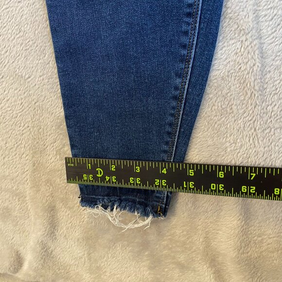 Spanx Womens Skinny Jeans Large Mid-Rise Distressed Hem Frayed Stretchy Denim Bl - Picture 4 of 16
